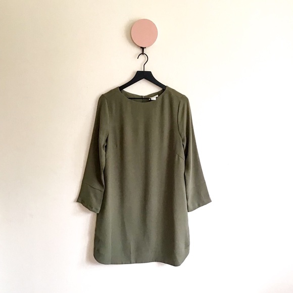 h&m green long sleeve dress